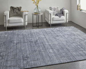HomeRoots 4' Gray and Blue Abstract Hand-Woven Area Rug – Artisan Crafted, Soft Wool-Blend, Modern Design 10' X 14' 567849