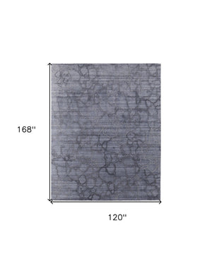 HomeRoots 4' Gray and Blue Abstract Hand-Woven Area Rug – Artisan Crafted, Soft Wool-Blend, Modern Design 10' X 14' 567849