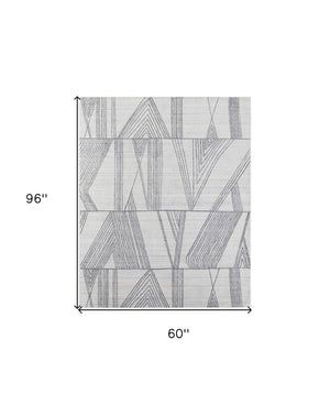 HomeRoots 4' Hand Woven Black and Ivory Abstract Area Rug – Modern Elegance for Cozy Spaces and High Traffic Areas 5' X 8' 567852