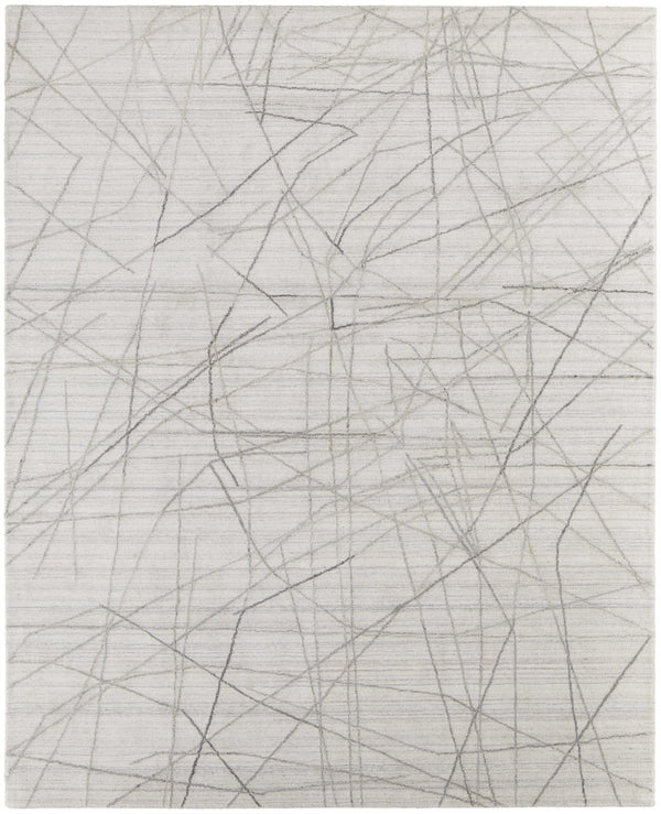 HomeRoots 4' Hand Woven Gray and Ivory Abstract Area Rug – Cozy Texture & Artistry for Modern Spaces 4' X 6' 567857