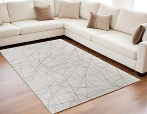 HomeRoots 4' Hand Woven Gray and Ivory Abstract Area Rug – Cozy Texture & Artistry for Modern Spaces 5' X 8' 567858