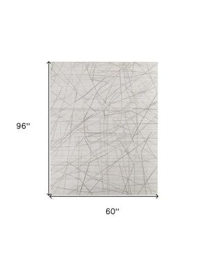 HomeRoots 4' Hand Woven Gray and Ivory Abstract Area Rug – Cozy Texture & Artistry for Modern Spaces 5' X 8' 567858