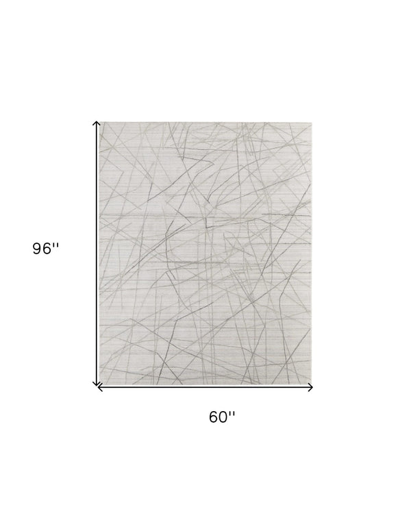 HomeRoots 4' Hand Woven Gray and Ivory Abstract Area Rug – Cozy Texture & Artistry for Modern Spaces 5' X 8' 567858