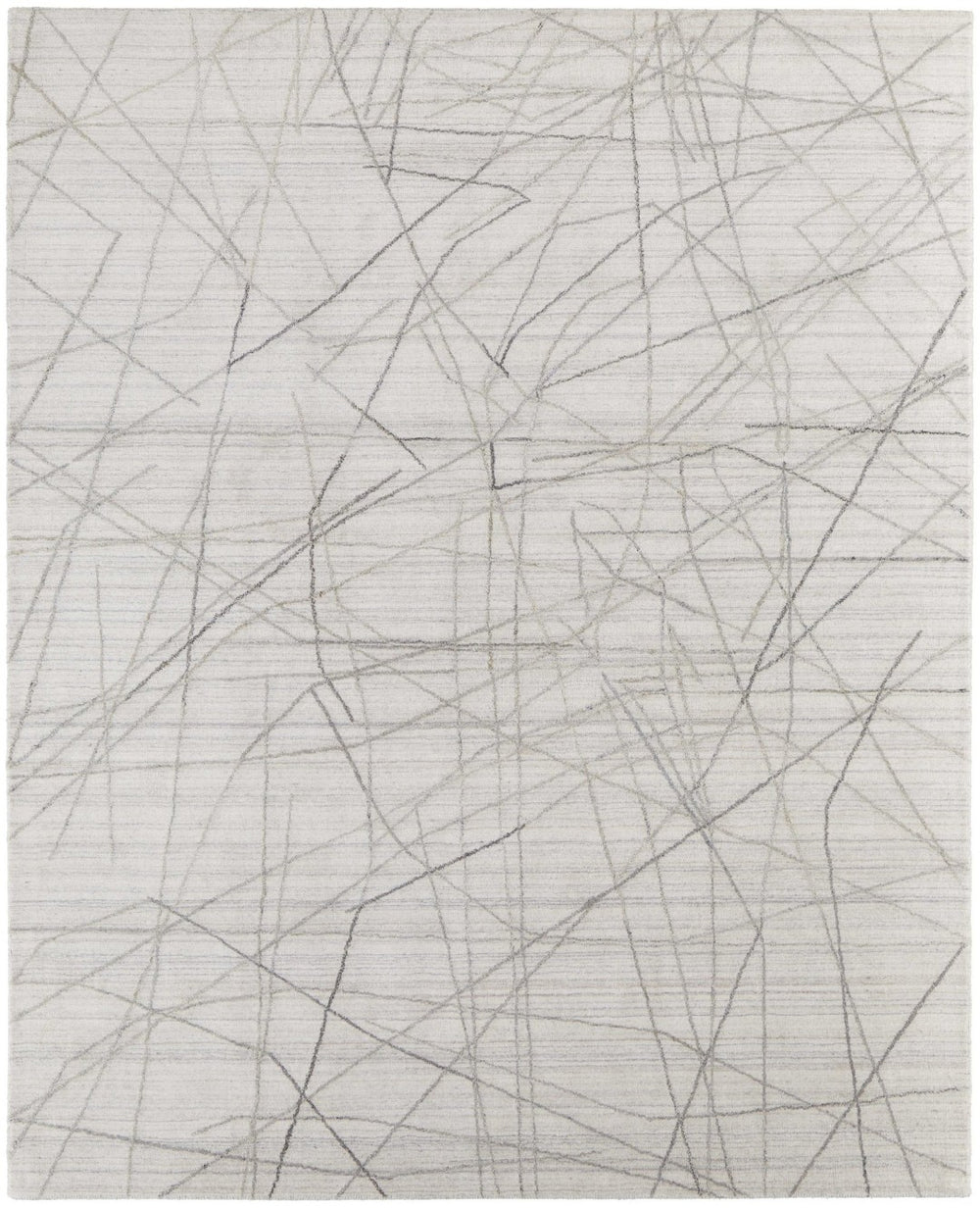 HomeRoots 4' Hand Woven Gray and Ivory Abstract Area Rug – Cozy Texture & Artistry for Modern Spaces 5' X 8' 567858