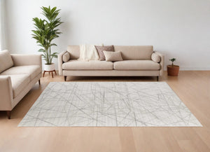 HomeRoots 4' Hand Woven Gray and Ivory Abstract Area Rug – Cozy Texture & Artistry for Modern Spaces 8' X 10' 567859