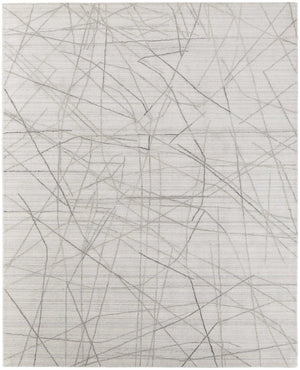 HomeRoots 4' Hand Woven Gray and Ivory Abstract Area Rug – Cozy Texture & Artistry for Modern Spaces 8' X 10' 567859