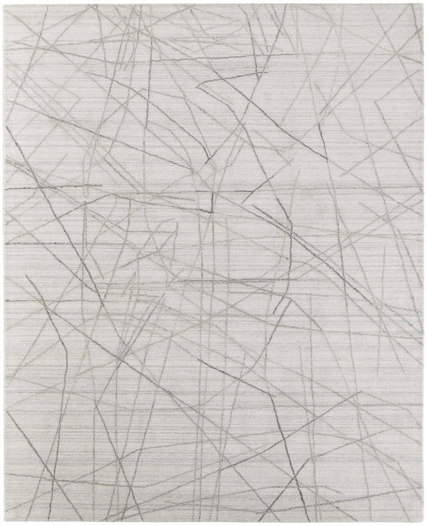 HomeRoots 4' Hand Woven Gray and Ivory Abstract Area Rug – Cozy Texture & Artistry for Modern Spaces 8' X 10' 567859