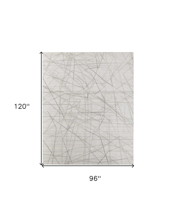 HomeRoots 4' Hand Woven Gray and Ivory Abstract Area Rug – Cozy Texture & Artistry for Modern Spaces 8' X 10' 567859