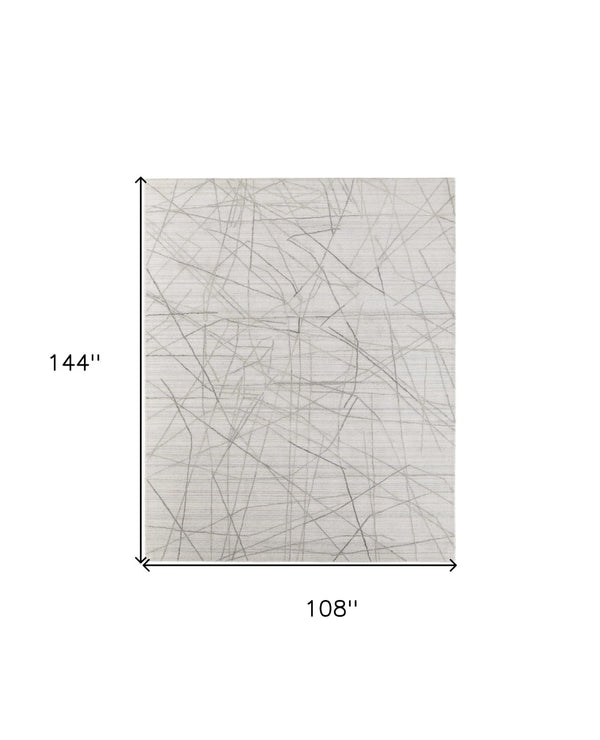 HomeRoots 4' Hand Woven Gray and Ivory Abstract Area Rug – Cozy Texture & Artistry for Modern Spaces 9' X 12' 567860