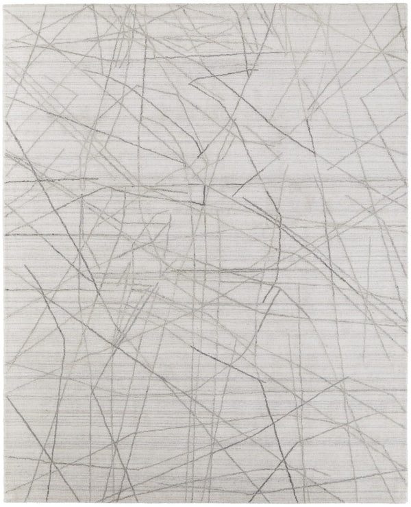 HomeRoots 4' Hand Woven Gray and Ivory Abstract Area Rug – Cozy Texture & Artistry for Modern Spaces 9' X 12' 567860