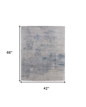 HomeRoots 4' Hand-Tufted Abstract Area Rug in Gray Taupe and Blue for Modern Spaces - Cozy & Durable Design 4' X 6' 567863