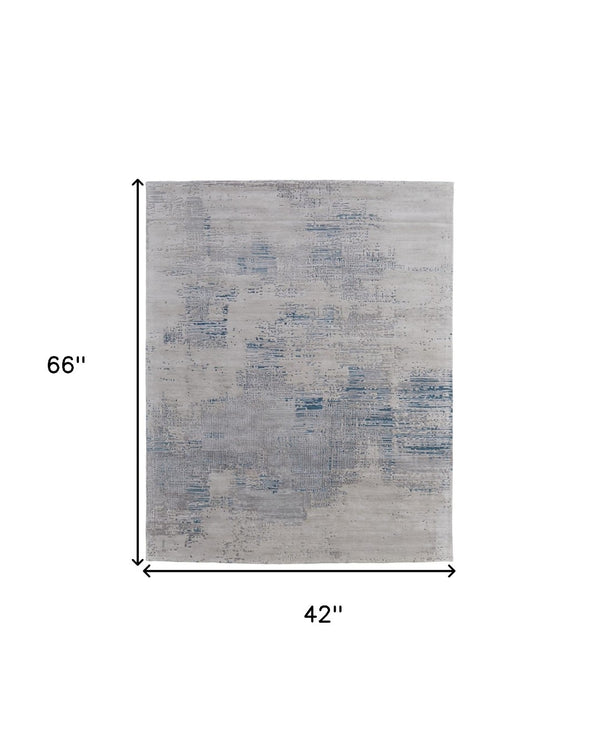 HomeRoots 4' Hand-Tufted Abstract Area Rug in Gray Taupe and Blue for Modern Spaces - Cozy & Durable Design 4' X 6' 567863