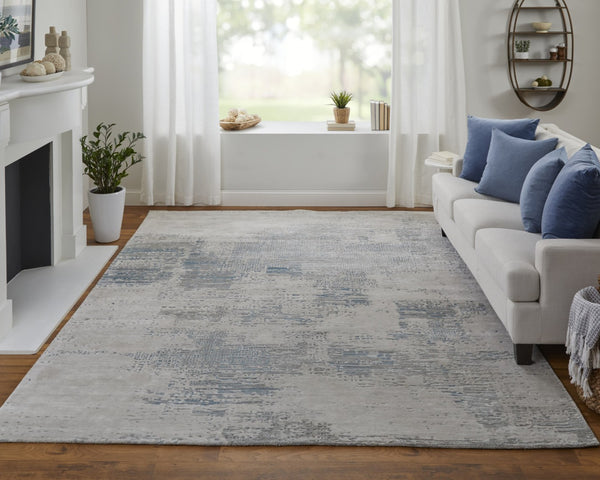 HomeRoots 4' Hand-Tufted Abstract Area Rug in Gray Taupe and Blue for Modern Spaces - Cozy & Durable Design 4' X 6' 567863