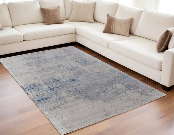 HomeRoots 4' Hand-Tufted Abstract Area Rug in Gray Taupe and Blue for Modern Spaces - Cozy & Durable Design 5' X 8' 567864