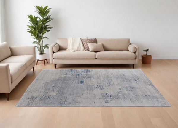 HomeRoots 4' Hand-Tufted Abstract Area Rug in Gray Taupe and Blue for Modern Spaces - Cozy & Durable Design 8' X 10' 567865