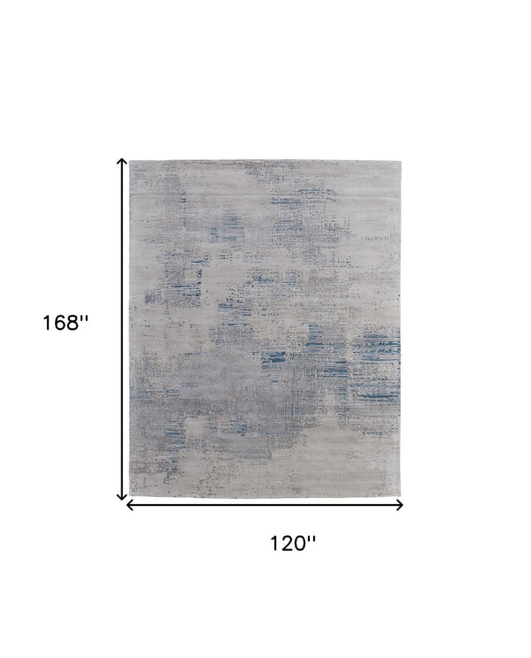 HomeRoots 4' Hand-Tufted Abstract Area Rug in Gray Taupe and Blue for Modern Spaces - Cozy & Durable Design 10' X 14' 567866