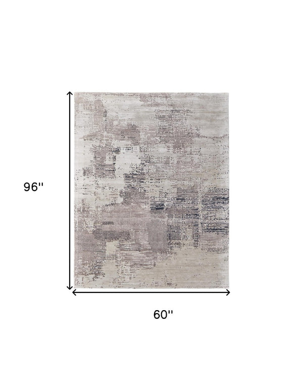 HomeRoots 4' Modern Abstract Hand-Tufted Area Rug in Rich Brown, Black, and Tan for Cozy Spaces and Style 5' X 8' 567869