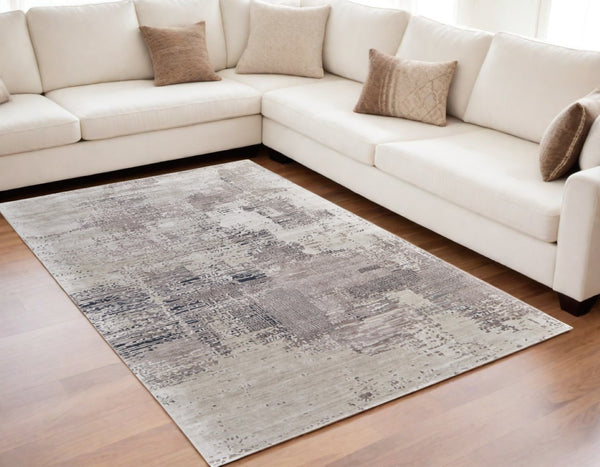 HomeRoots 4' Modern Abstract Hand-Tufted Area Rug in Rich Brown, Black, and Tan for Cozy Spaces and Style 5' X 8' 567869