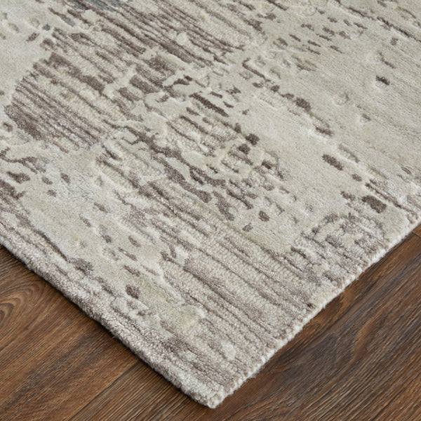 HomeRoots 2' Hand-Tufted Abstract Area Rug in Rich Brown, Black, and Tan for Modern Small Spaces Decor 2' X 3' 567872