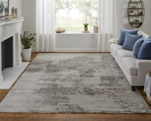 HomeRoots 2' Hand-Tufted Abstract Area Rug in Rich Brown, Black, and Tan for Modern Small Spaces Decor 2' X 3' 567872