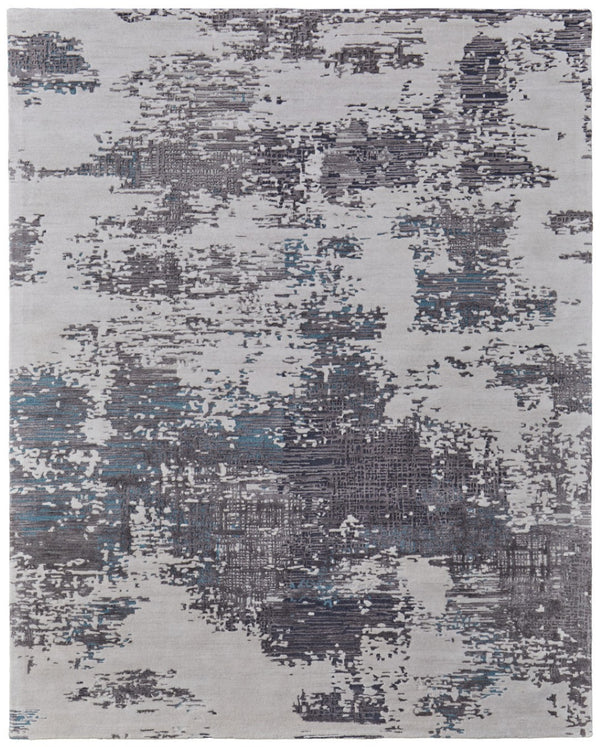 HomeRoots 4' Transform Your Space with a Soft Wool-Blend Abstract Area Rug in Ivory, Brown, and Blue Tones 4' X 6' 567873