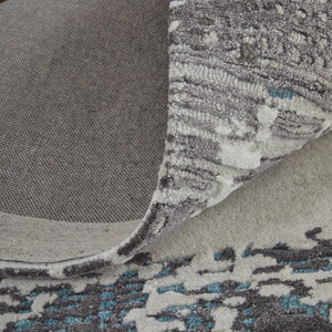 HomeRoots 4' Transform Your Space with a Soft Wool-Blend Abstract Area Rug in Ivory, Brown, and Blue Tones 5' X 8' 567874