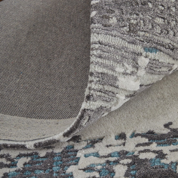 HomeRoots 4' Transform Your Space with a Soft Wool-Blend Abstract Area Rug in Ivory, Brown, and Blue Tones 9' X 12' 567876