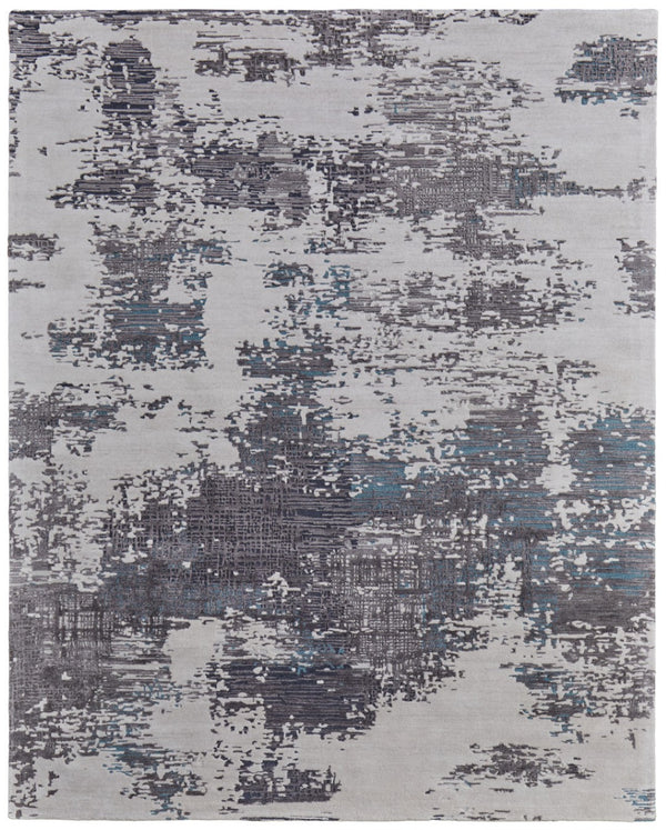 HomeRoots 4' Transform Your Space with a Soft Wool-Blend Abstract Area Rug in Ivory, Brown, and Blue Tones 10' X 14' 567877