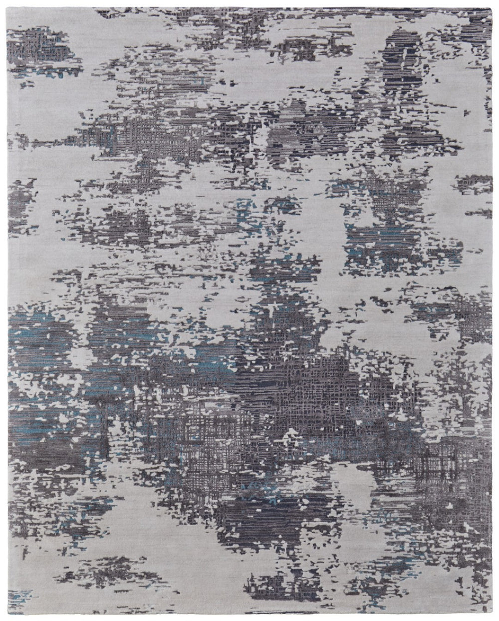 HomeRoots 4' Transform Your Space with a Soft Wool-Blend Abstract Area Rug in Ivory, Brown, and Blue Tones 10' X 14' 567877