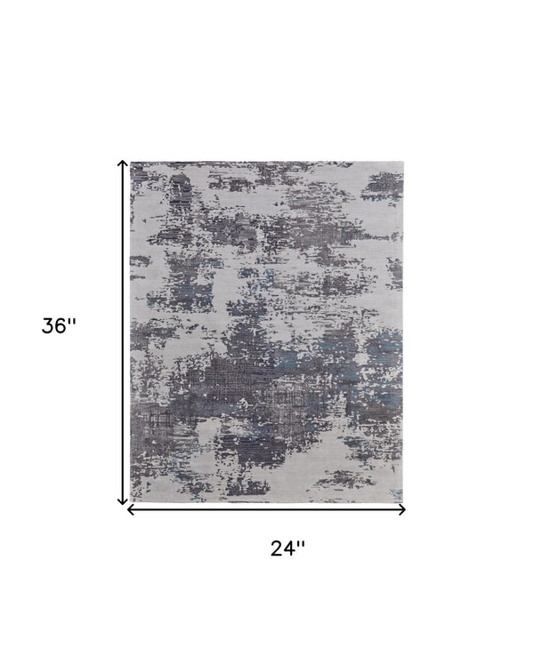 HomeRoots 2' Abstract Hand-Tufted Area Rug in Ivory, Brown & Blue – Stylish Comfort for Entryways & More! 2' X 3' 567878
