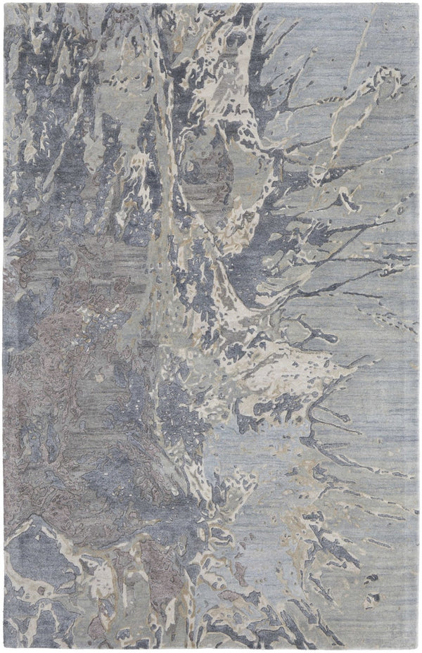 HomeRoots 4' Ivory Taupe Green Abstract Hand-Tufted Area Rug - Soft Wool-Blend for Modern Home Decor Elegance 4' X 6' 567879