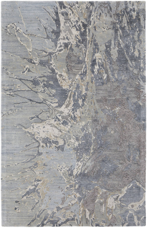 HomeRoots 4' Ivory Taupe Green Abstract Hand-Tufted Area Rug - Soft Wool-Blend for Modern Home Decor Elegance 4' X 6' 567879