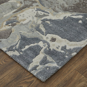 HomeRoots 4' Ivory Taupe Green Abstract Hand-Tufted Area Rug - Soft Wool-Blend for Modern Home Decor Elegance 5' X 8' 567880