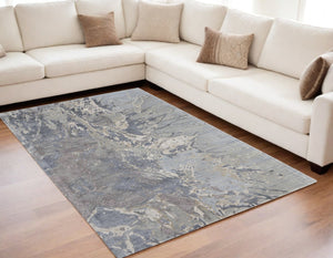 HomeRoots 4' Ivory Taupe Green Abstract Hand-Tufted Area Rug - Soft Wool-Blend for Modern Home Decor Elegance 5' X 8' 567880