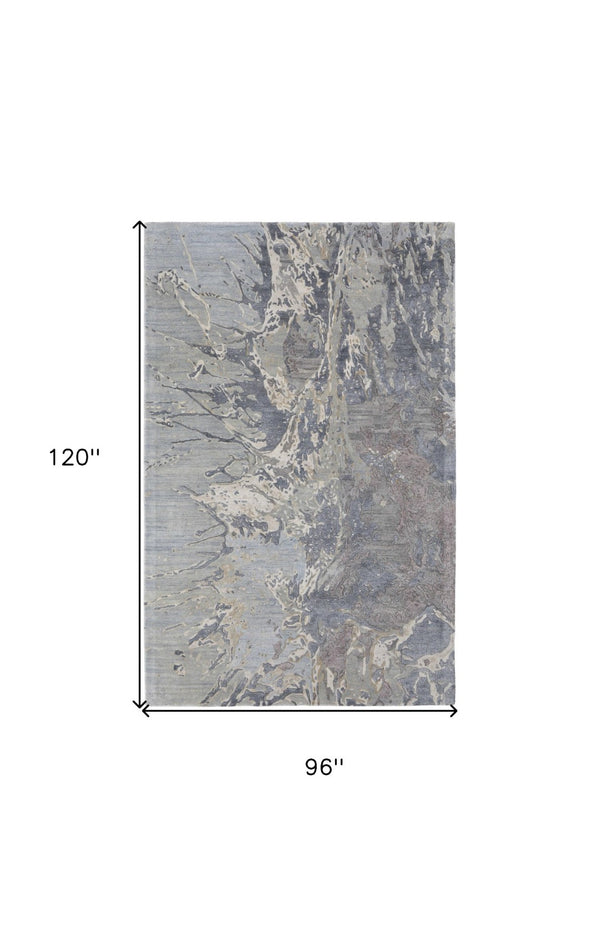 HomeRoots 4' Ivory Taupe Green Abstract Hand-Tufted Area Rug - Soft Wool-Blend for Modern Home Decor Elegance 8' X 10' 567881