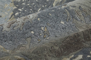 HomeRoots 2' Elegant Hand-Tufted Abstract Area Rug in Worn-Faded Ivory Taupe and Green for Modern Spaces 2' X 3' 567882