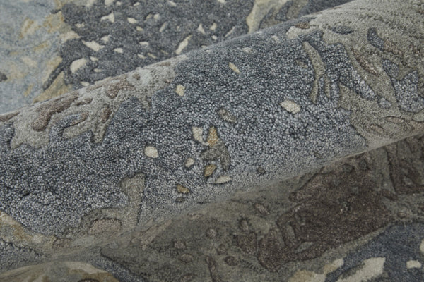 HomeRoots 2' Elegant Hand-Tufted Abstract Area Rug in Worn-Faded Ivory Taupe and Green for Modern Spaces 2' X 3' 567882