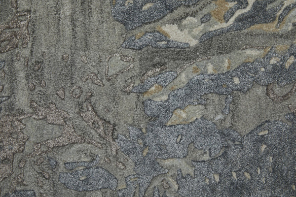 HomeRoots 2' Elegant Hand-Tufted Abstract Area Rug in Worn-Faded Ivory Taupe and Green for Modern Spaces 2' X 3' 567882