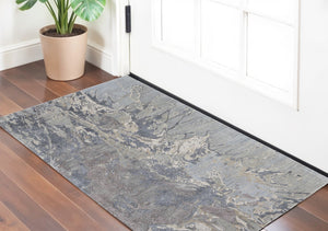 HomeRoots 2' Elegant Hand-Tufted Abstract Area Rug in Worn-Faded Ivory Taupe and Green for Modern Spaces 2' X 3' 567882