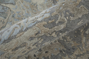 HomeRoots 2' Abstract Hand-Tufted Distressed Area Rug in Gray, Tan, and Blue - Stylish, Durable, and Unique 2' X 3' 567888