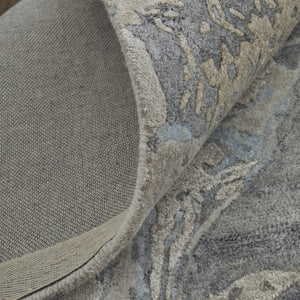 HomeRoots 2' Abstract Hand-Tufted Distressed Area Rug in Gray, Tan, and Blue - Stylish, Durable, and Unique 2' X 3' 567888