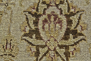 Homeroots 8' Brown Gold And Tan Wool Oriental Hand Knotted Round Rug Brown Wool 567890