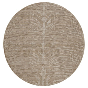 HomeRoots 8' Tan and Ivory Animal Print Round Rug - Stylish Power Loomed Design for Modern Living Spaces Gray 567892