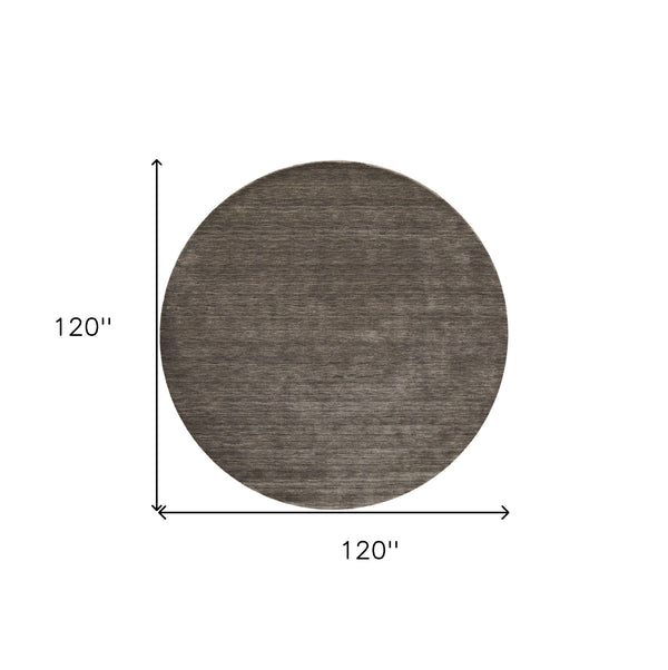 Homeroots 10' Brown Wool Hand Woven Round Rug Brown Wool 567894