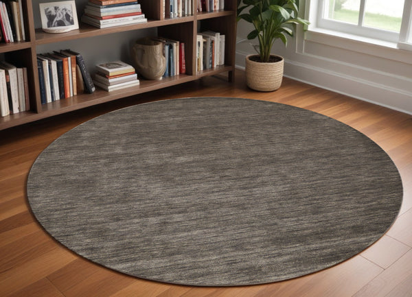 Homeroots 10' Brown Wool Hand Woven Round Rug Brown Wool 567894