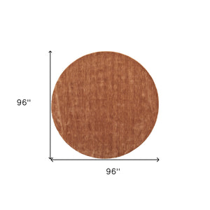 Homeroots 8' Orange Wool Hand Woven Round Rug Orange Wool 567895