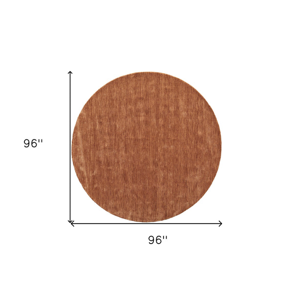 Homeroots 8' Orange Wool Hand Woven Round Rug Orange Wool 567895