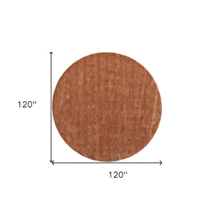 Homeroots 10' Orange Wool Hand Woven Round Rug Orange Wool 567896