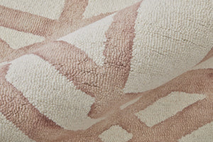 HomeRoots 4' Wool Geometric Area Rug in Ivory, Pink, and Tan - Stylish, Durable, and Perfect for Any Space 10' Round 567897