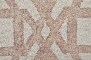 HomeRoots 4' Wool Geometric Area Rug in Ivory, Pink, and Tan - Stylish, Durable, and Perfect for Any Space 10' Round 567897
